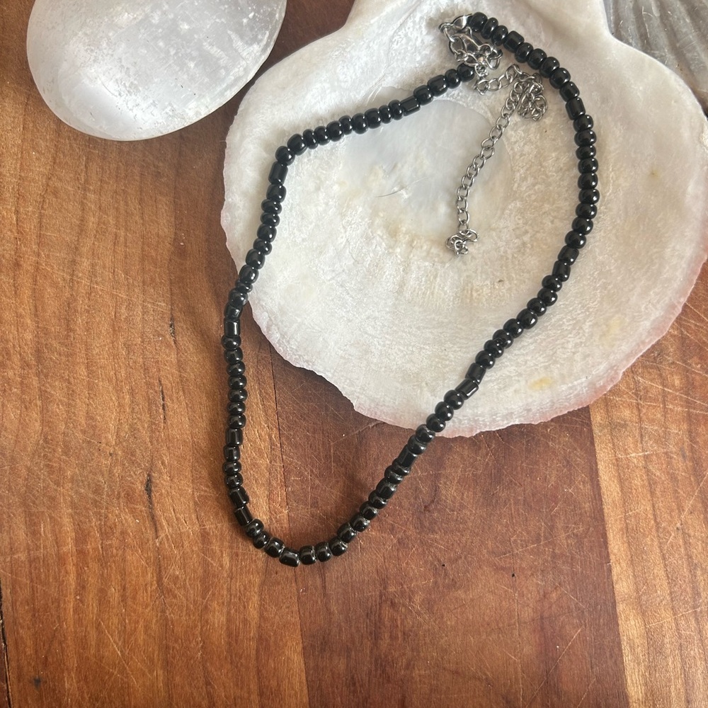💚💚5/25💚💚 Black Beaded Adjustable Choker Necklace